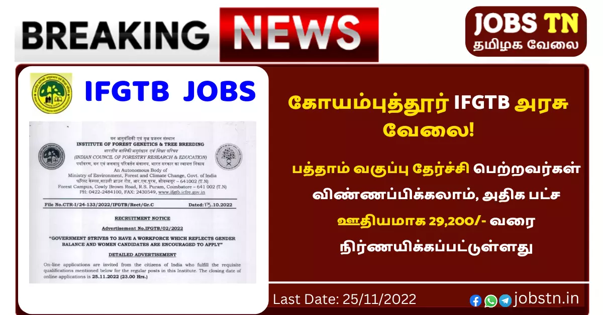 IFGTB Jobs Vacancy 2022