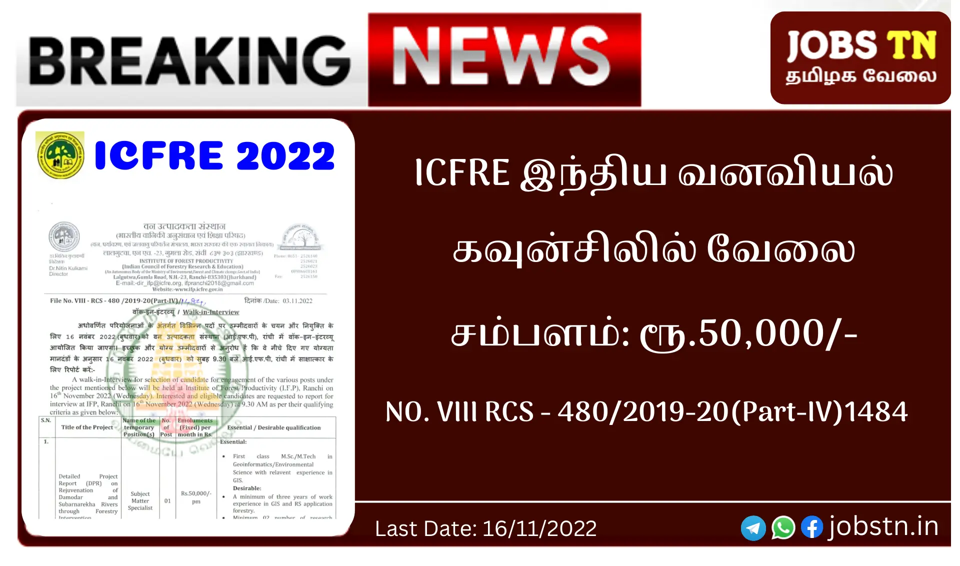 Indian Council of Forestry Research and Education jobs vacancy 2022