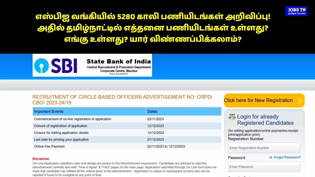 Notification of 5280 vacancies in SBI Bank! How many vacancies are there in Tamil Nadu where is it Who can apply