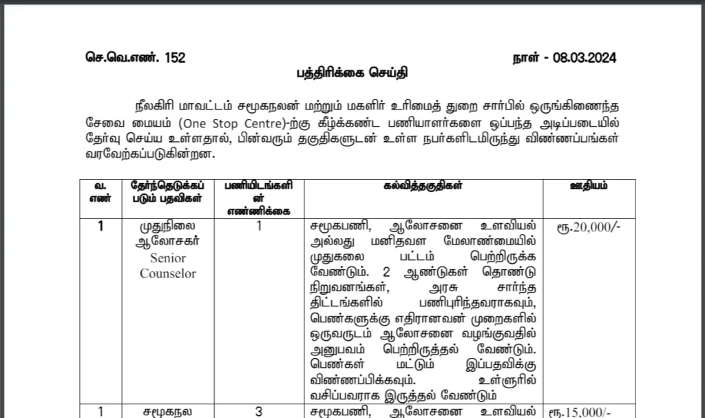 Senior Counselor and Case Worker recruitment 2024