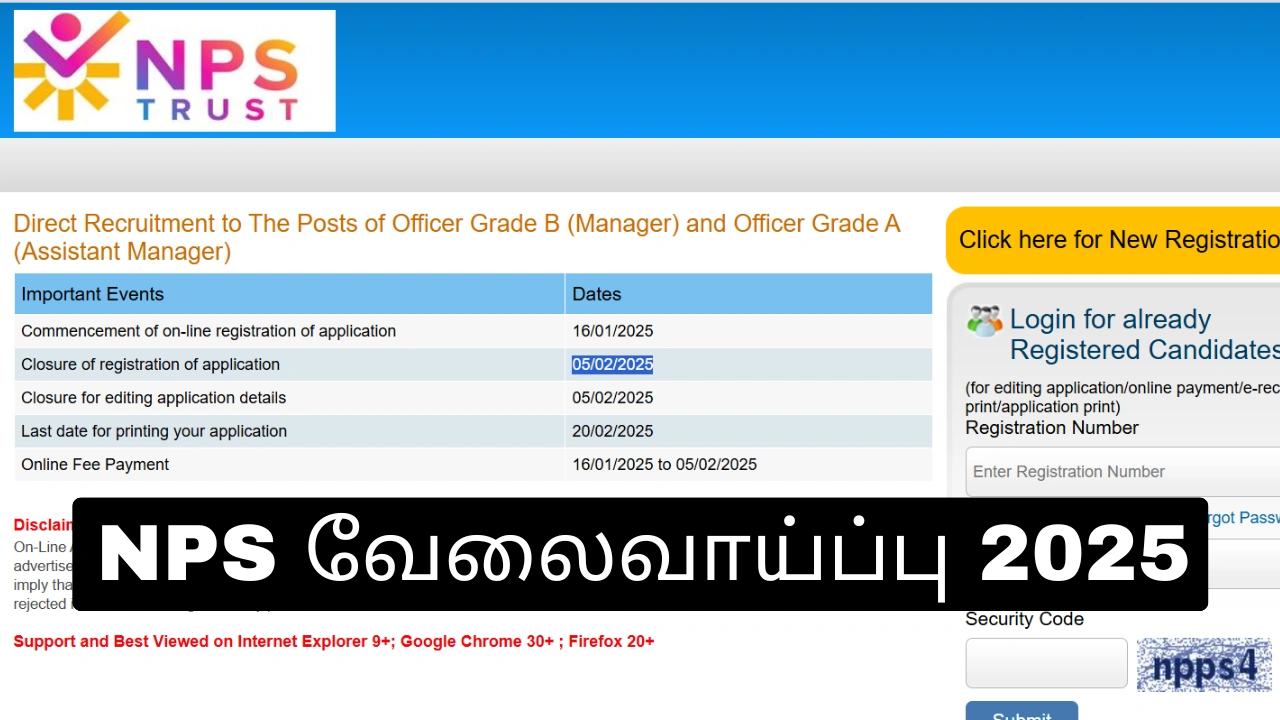 NPS வேலைவாய்ப்பு 2025 உயர்ந்த சம்பள மத்திய அரசு வேலைகள்