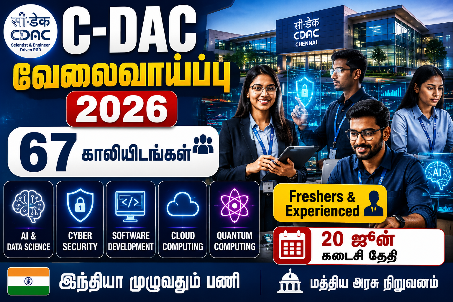 12th, Diploma முடித்தவர்களுக்கு சென்னை (NIRT) புதிய வேலைவாய்ப்பு சம்பளம் Rs. 32,000/- 10 C-DAC 2026 recruitment drive